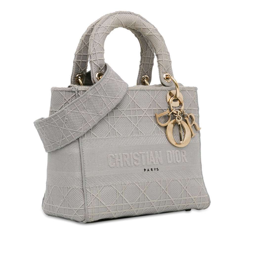 Dior Medium Canvas Cannage Lady D Lite Grey Canvas Very good - Back View