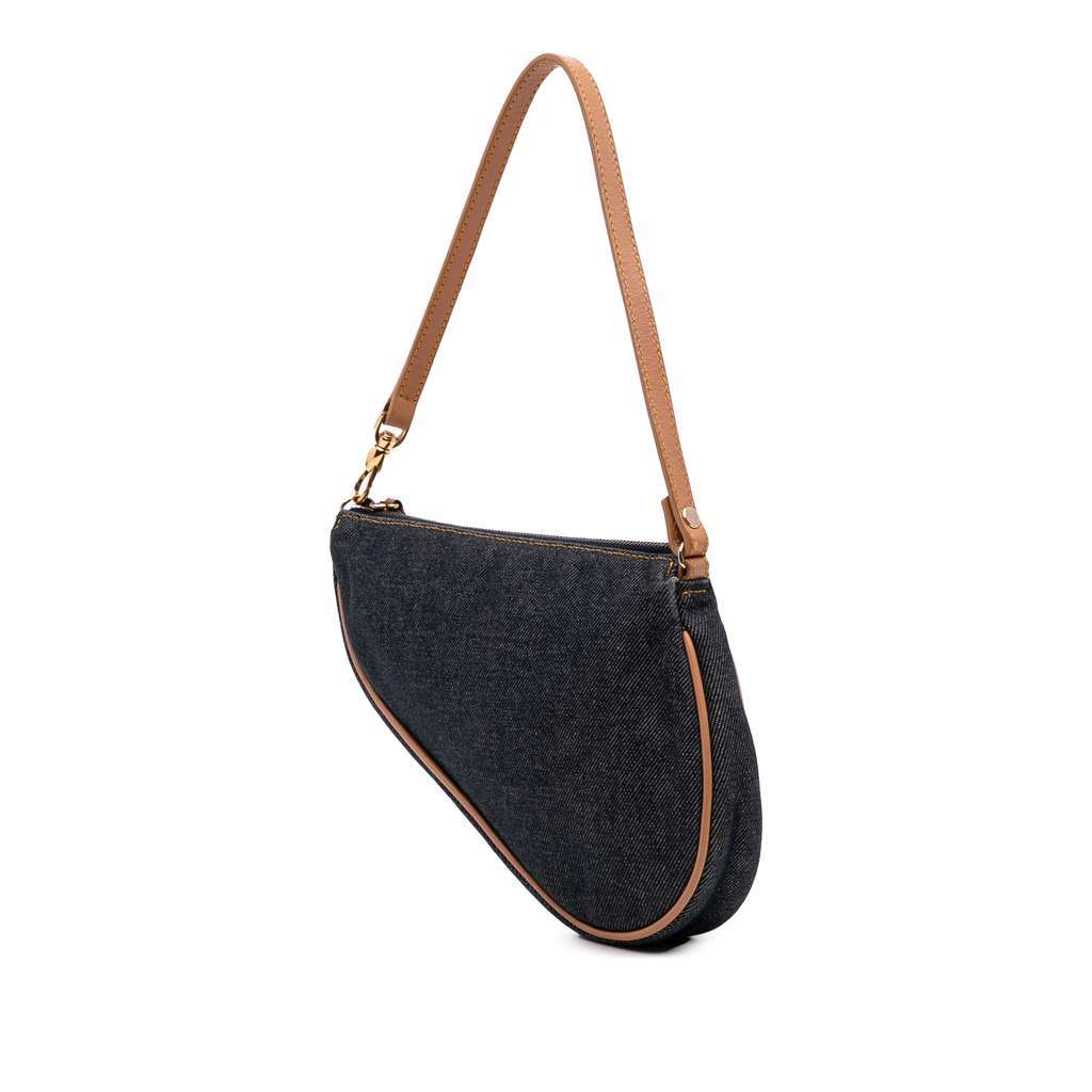 Dior Mini Denim Saddle Pochette Blue Denim Good condition - Back View