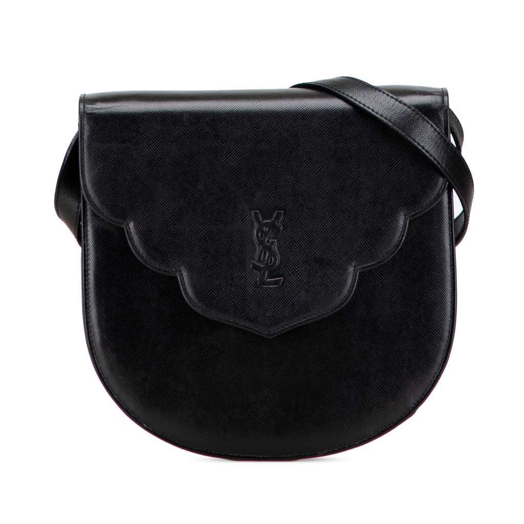 Saint Laurent Leather Monogram Crossbody Black Leather Good - Front View
