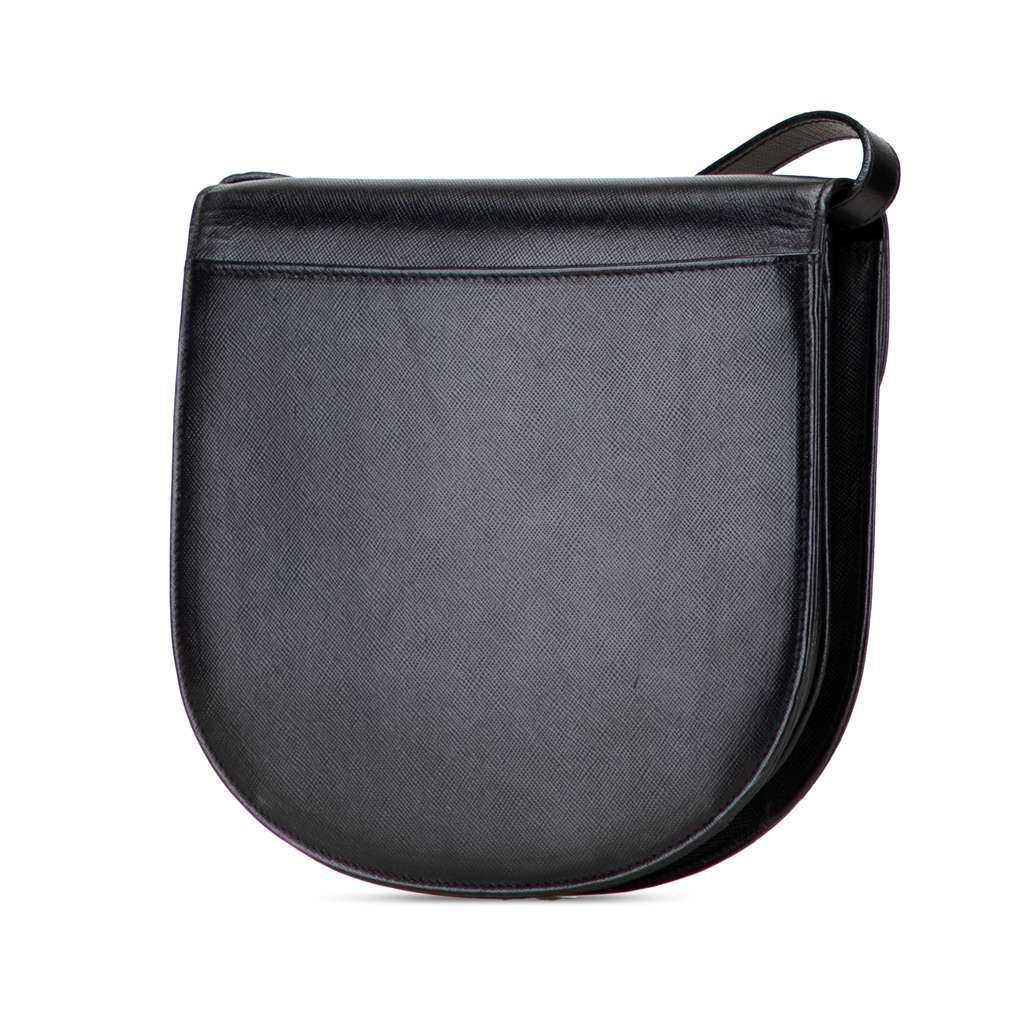 Saint Laurent Leather Monogram Crossbody Black Leather Good - Back View