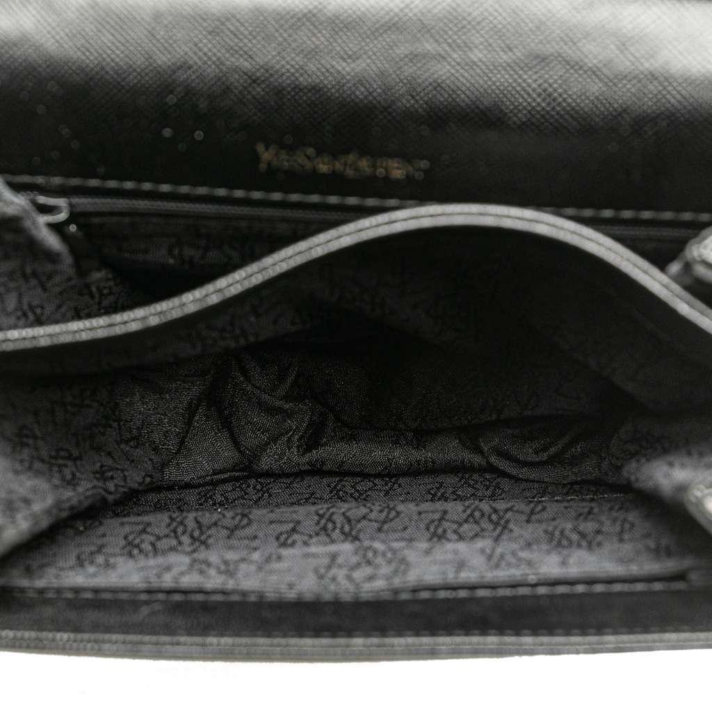 Saint Laurent Leather Monogram Crossbody Black Leather Good - Model View