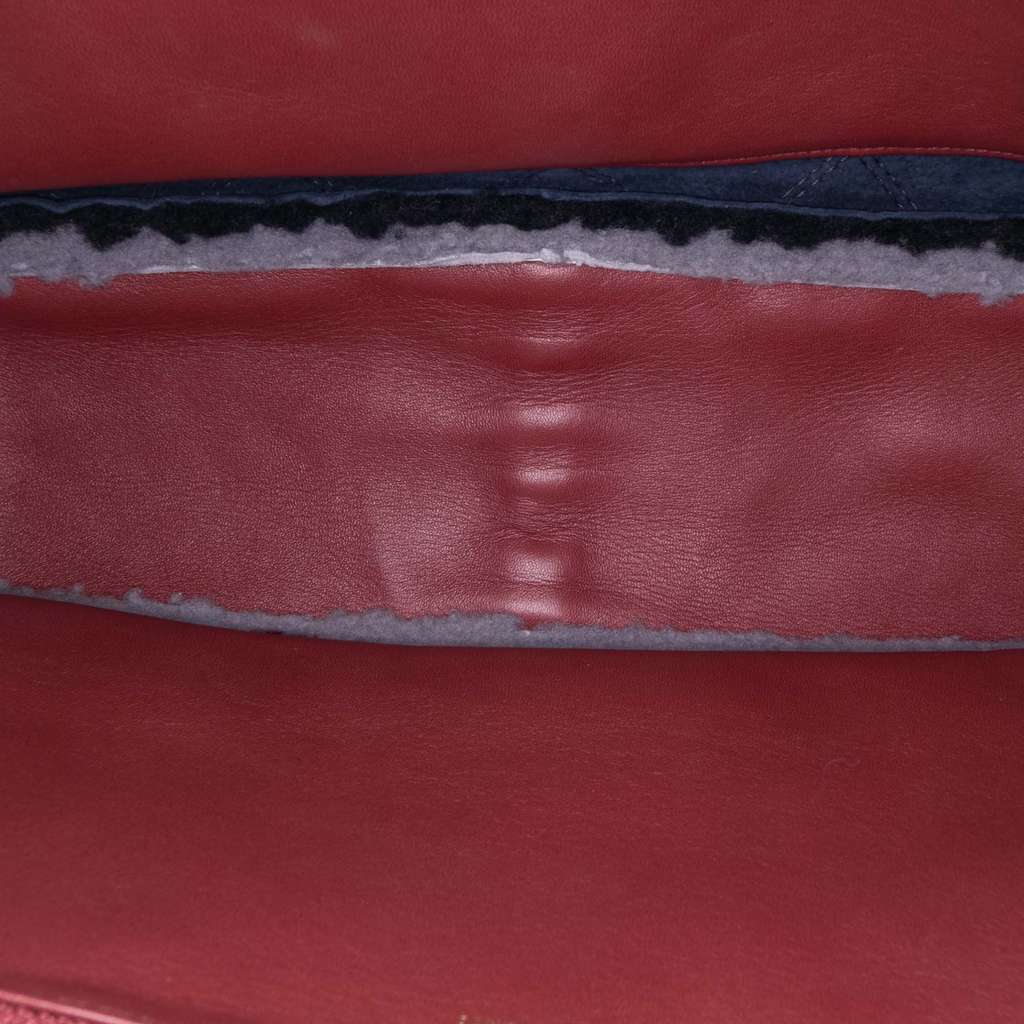 Chanel Medium Quilted Shearling Single Flap Red Very good - Model View