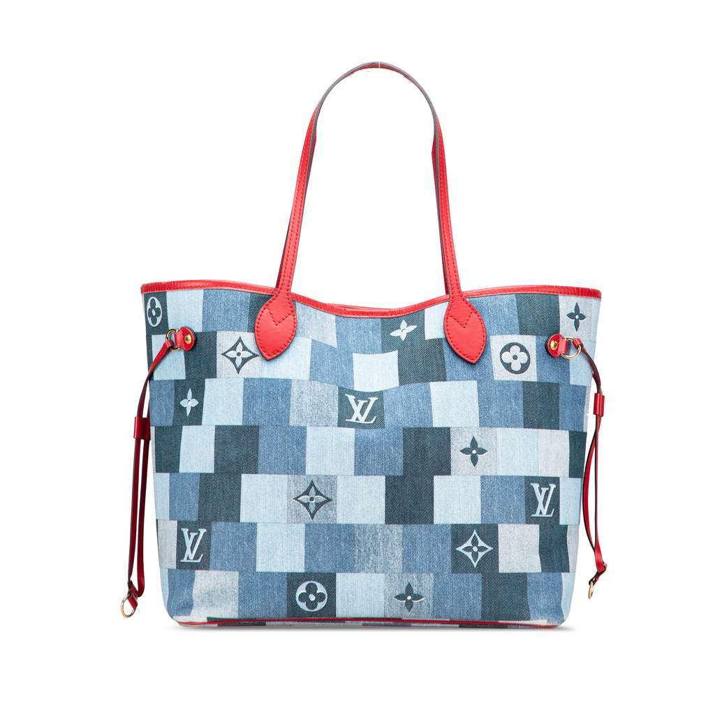 Louis Vuitton Monogram Denim Patchwork Neverfull MM Blue Denim Very good - Front View