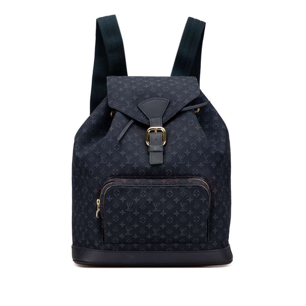 Louis Vuitton Monogram Mini Lin Montsouris GM Blue Canvas Good - Front View