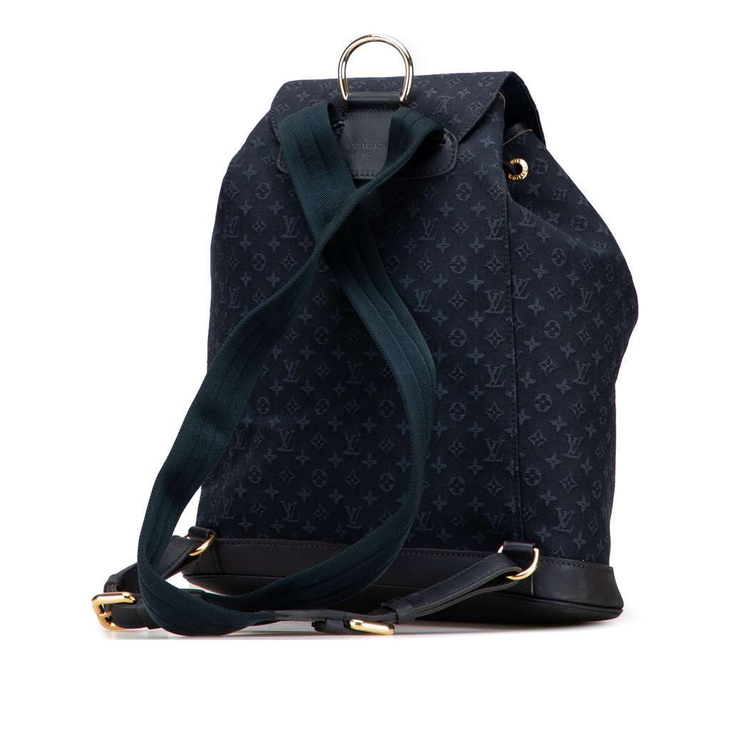 Louis Vuitton Monogram Mini Lin Montsouris GM Blue Canvas Good - Back View
