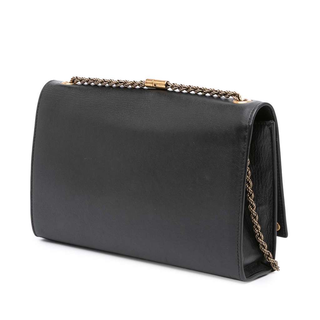 Saint Laurent Medium Smooth Calfskin Braided Monogram Kate Crossbody Black Leather Good condition - Back View