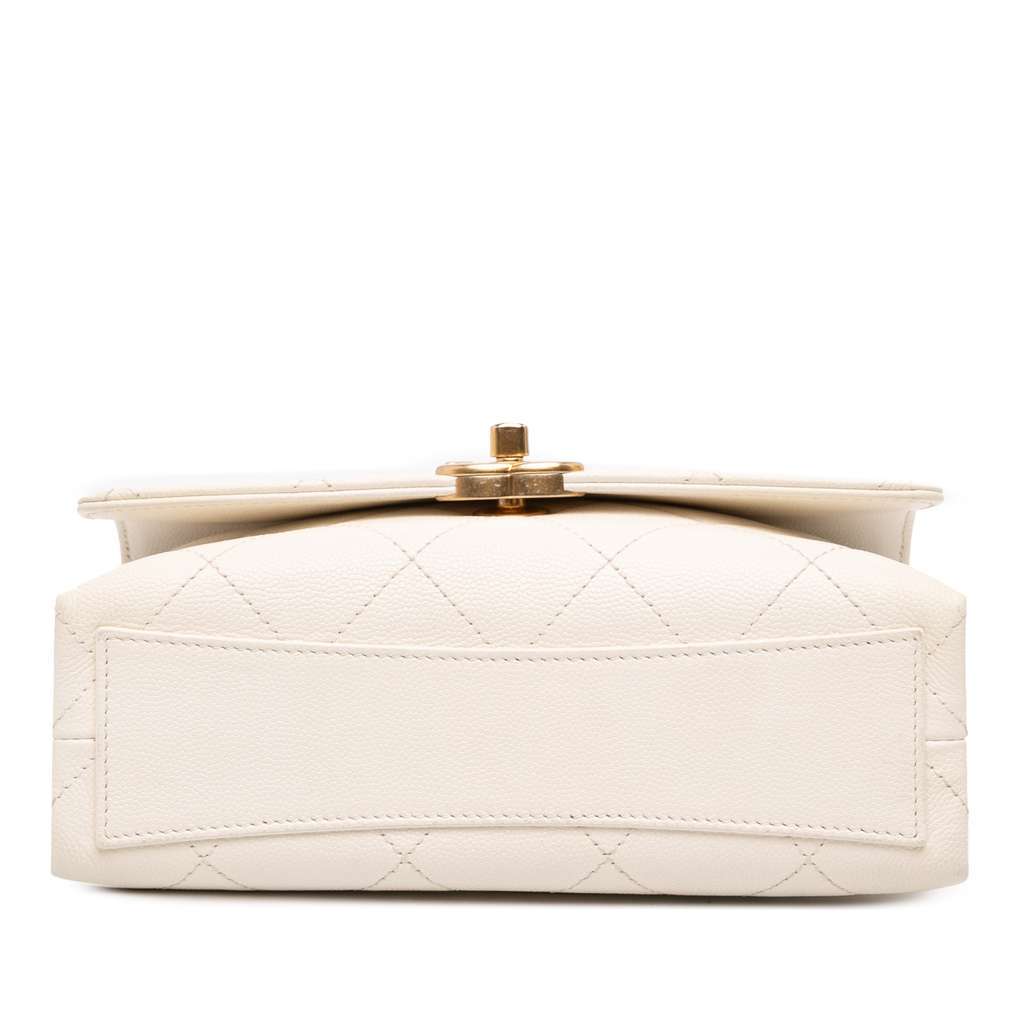 Chanel Mini Quilted Caviar Bracelet On Chain Flap White Leather Fair condition - Inside View