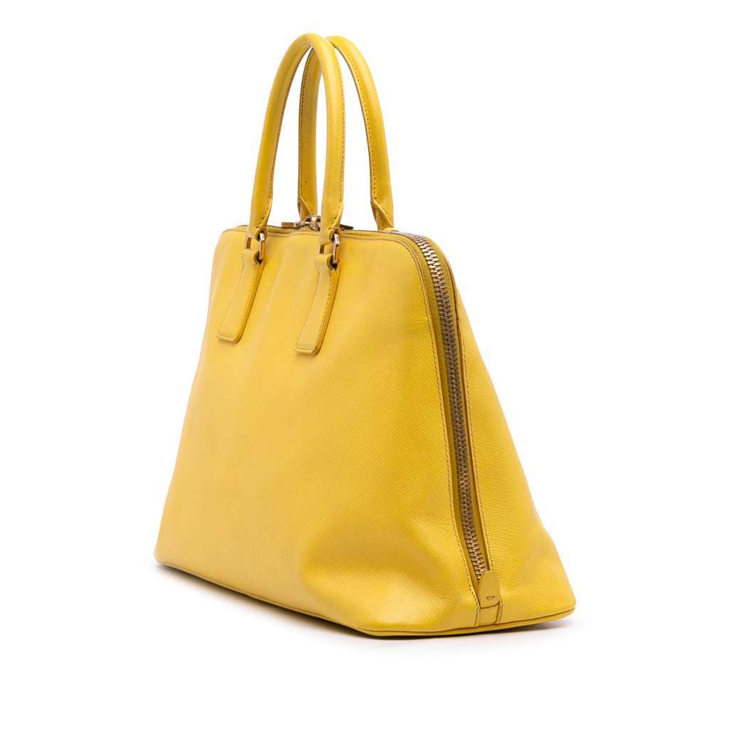 Prada Large Saffiano Lux Promenade Satchel Yellow Leather Good - Back View