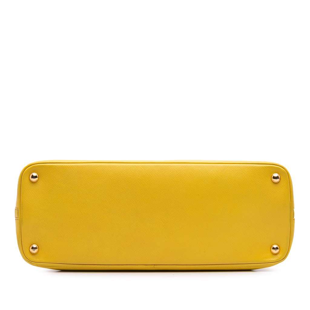 Prada Large Saffiano Lux Promenade Satchel Yellow Leather Good - Inside View