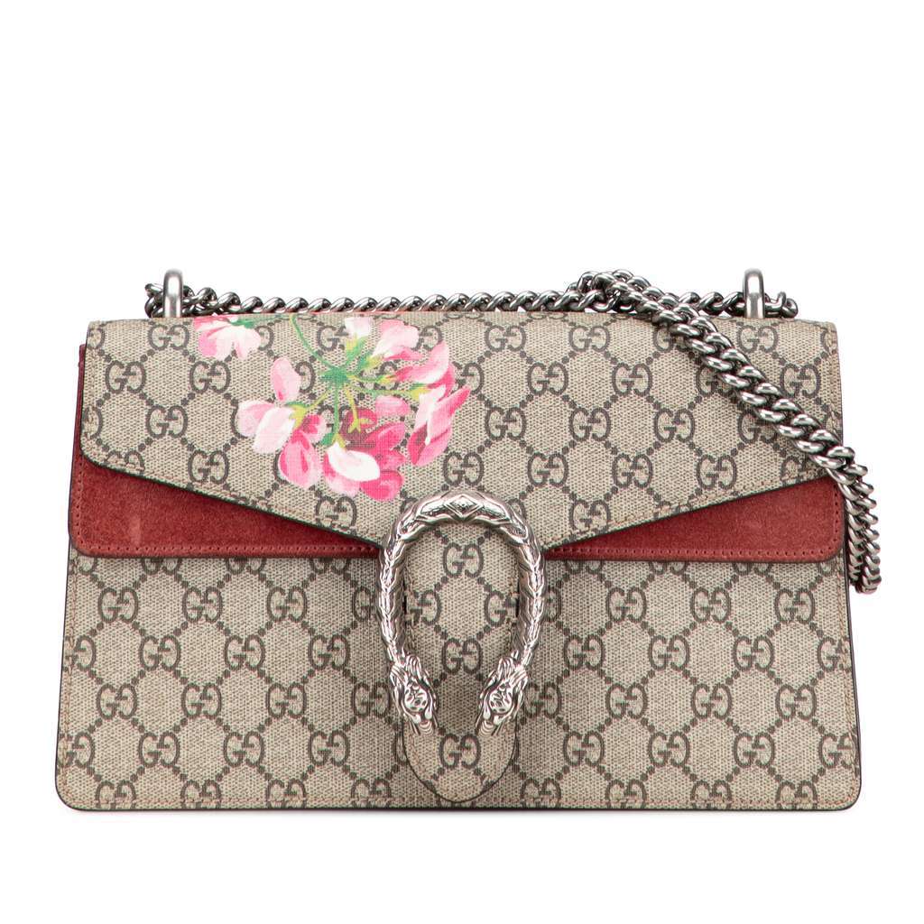 Gucci Small GG Supreme Blooms Dionysus Shoulder Bag Brown Canvas Good condition - Front View