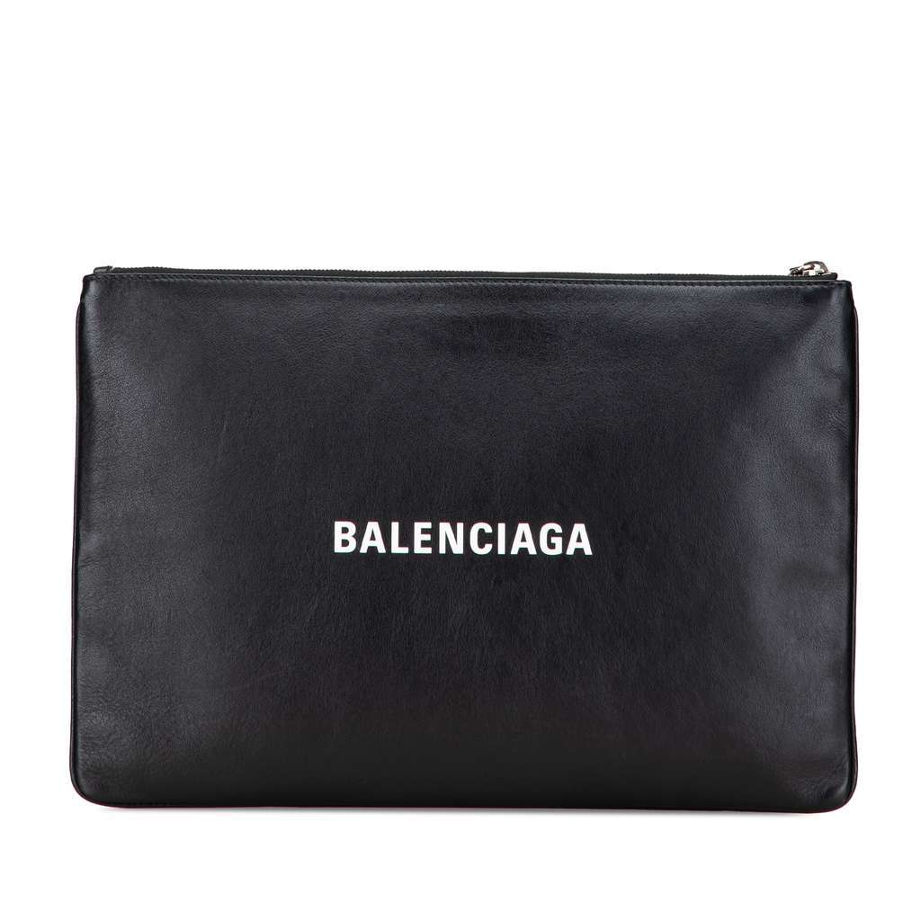 Balenciaga Leather Everyday Clutch Black Leather Good condition - Front View