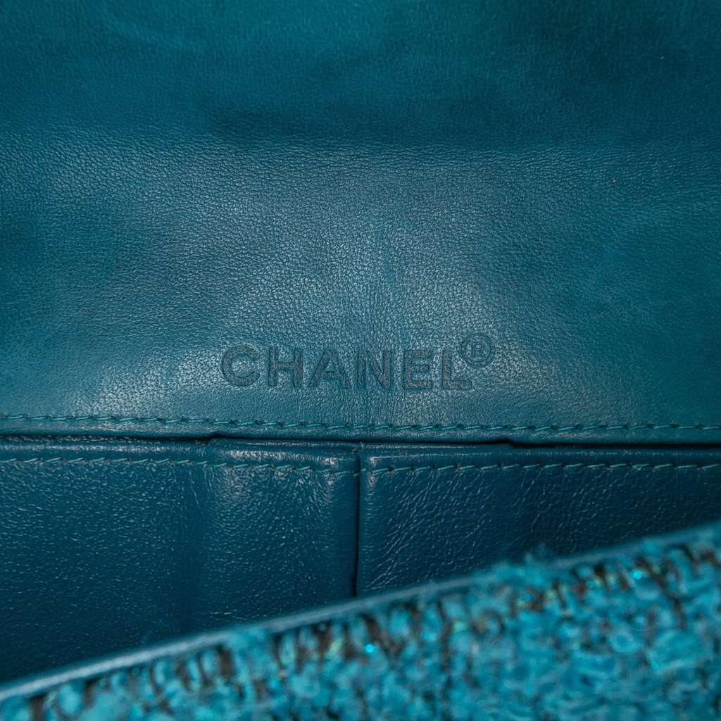 Chanel CC Tweed East West Flap Blue Tweed Good - Box View