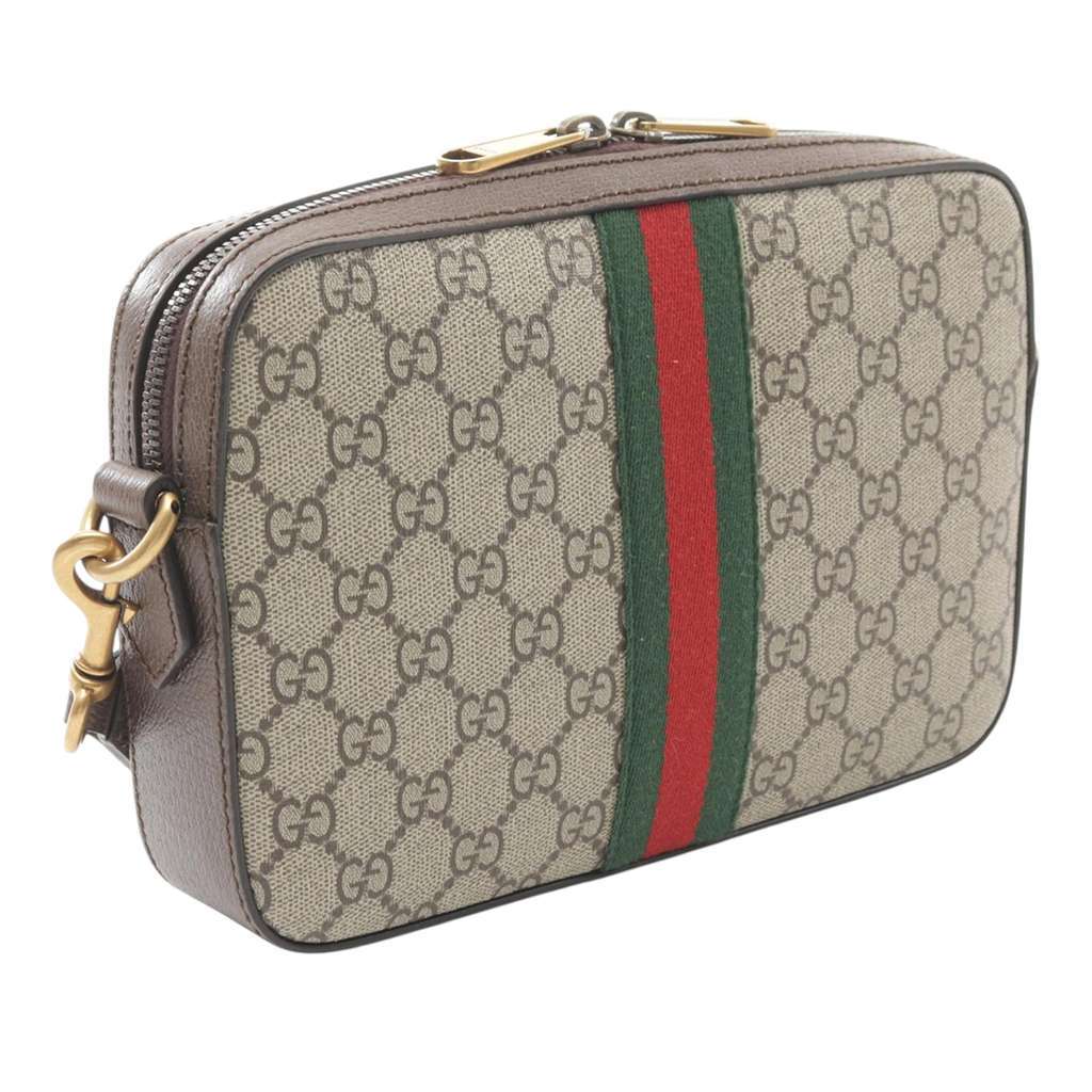 Gucci Small GG Supreme Web Ophidia Crossbody Brown Canvas Very good - Back View