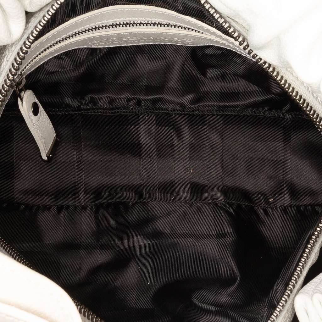 Burberry Leather Drawstring Shoulder Bag White Leather Good - Model View