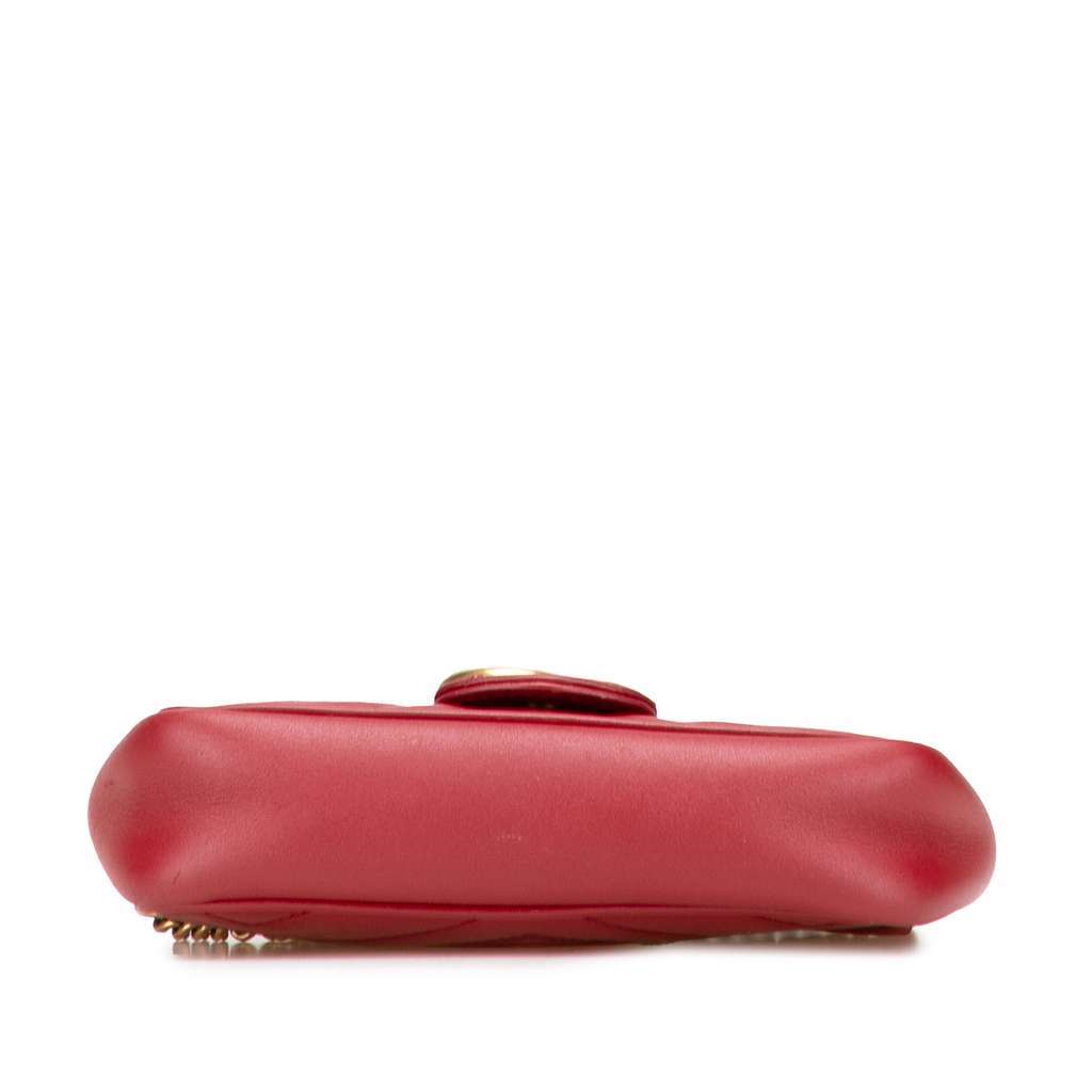 Gucci Mini GG Marmont Matelasse Leather Flap Crossbody Red Leather Good - Inside View