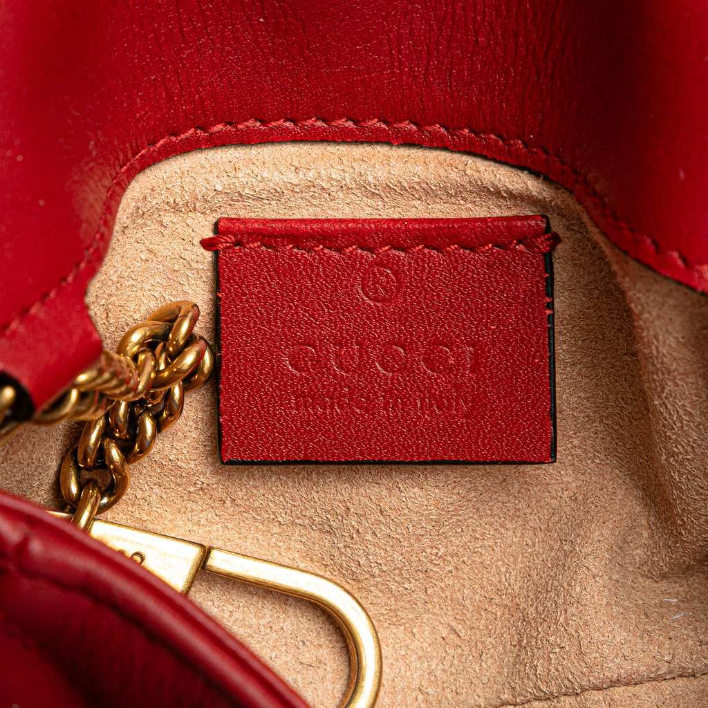 Gucci Mini GG Marmont Matelasse Leather Flap Crossbody Red Leather Good - Box View
