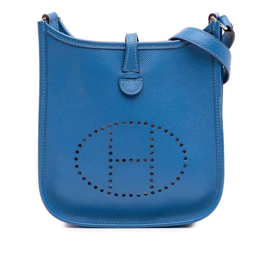 Hermès Epsom Evelyne TPM Blue Leather Good condition - Front View