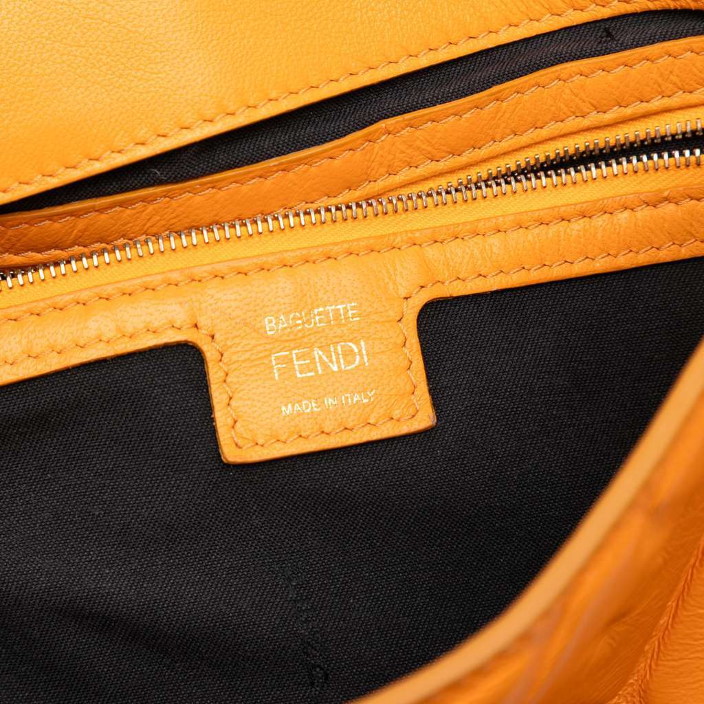 Fendi Zucca Embossed Leather Baguette Satchel Orange Leather Good - Box View