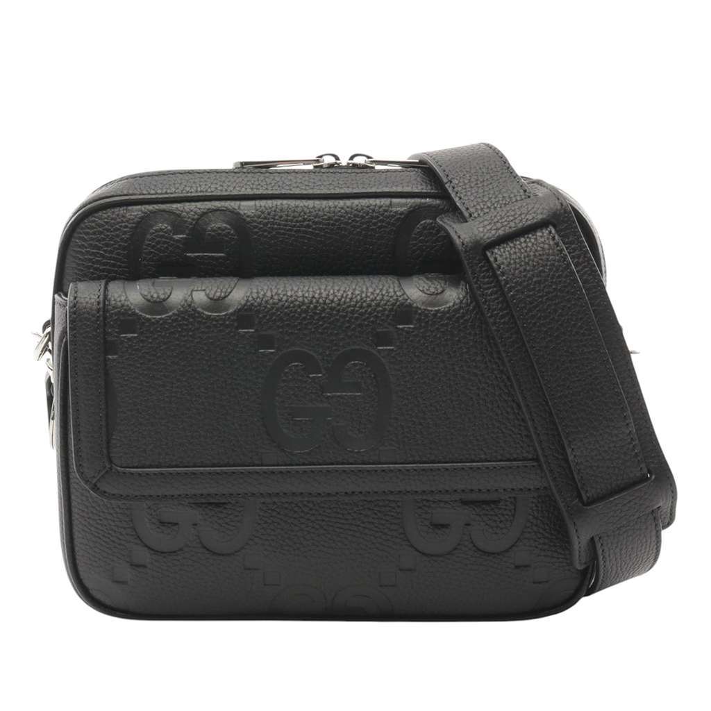 Gucci Small Jumbo GG Embossed Leather Crossbody Black Leather Very good - Front View