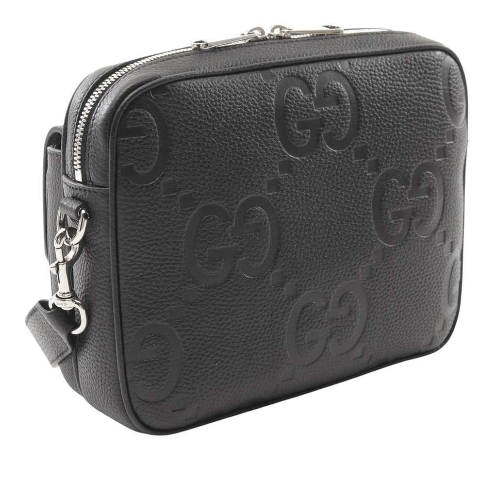 Gucci Small Jumbo GG Embossed Leather Crossbody Black Leather Very good - Back View