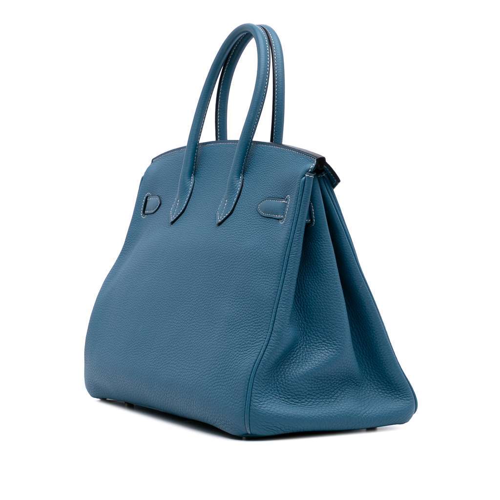 Hermès Togo Birkin Retourne 35 Blue Leather Good condition - Back View