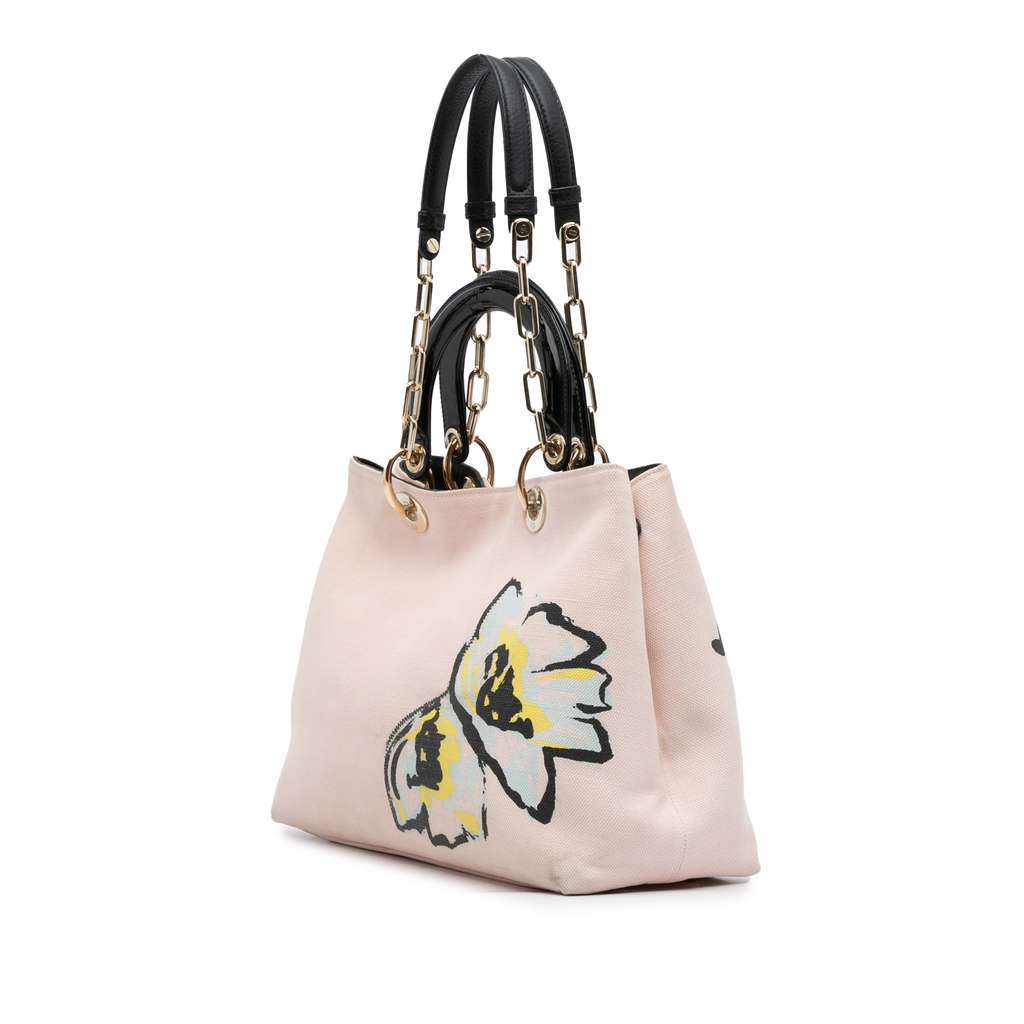 Dior Limited Edition Medium Canvas Floral Printed Diorissimo Satchel Pink Canvas Very good - Back View