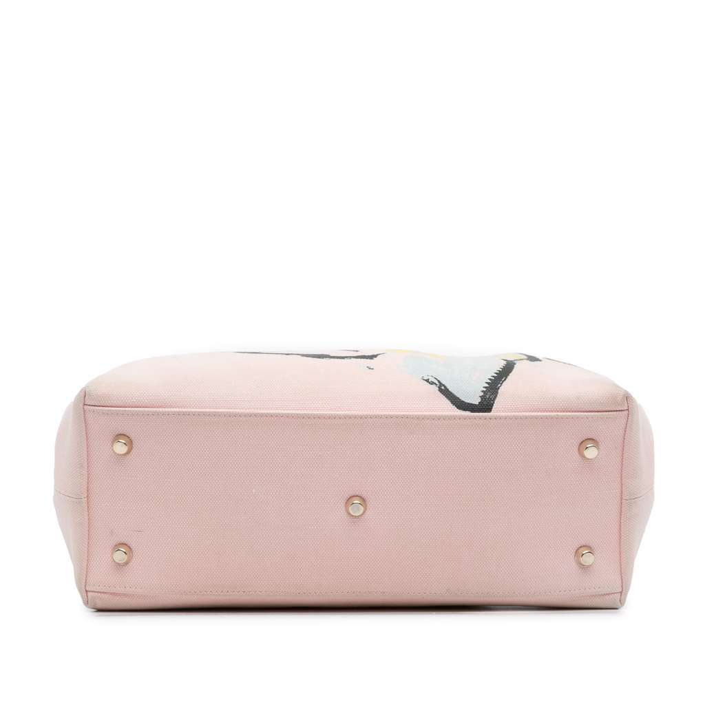 Dior Limited Edition Medium Canvas Floral Printed Diorissimo Satchel Pink Canvas Very good - Inside View