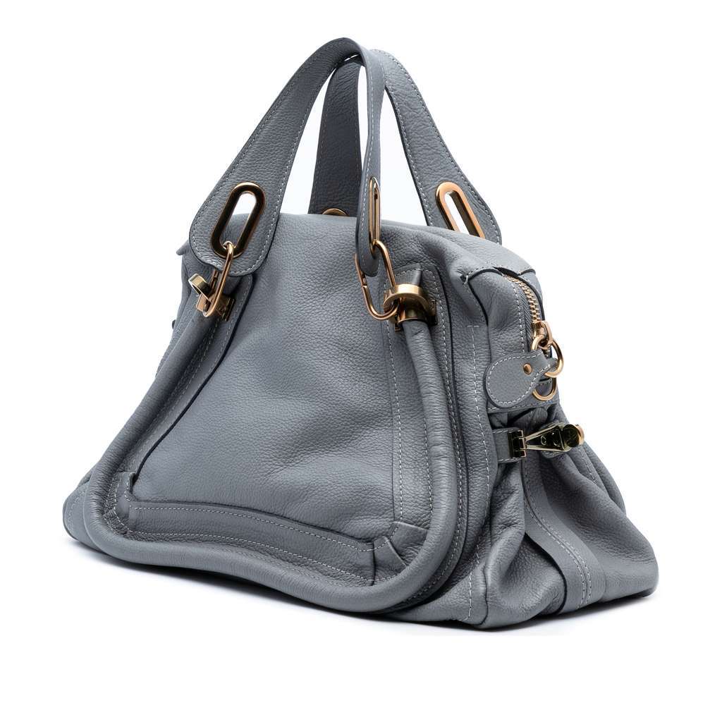Chloé Medium Leather Paraty Satchel Grey Leather Good condition - Back View