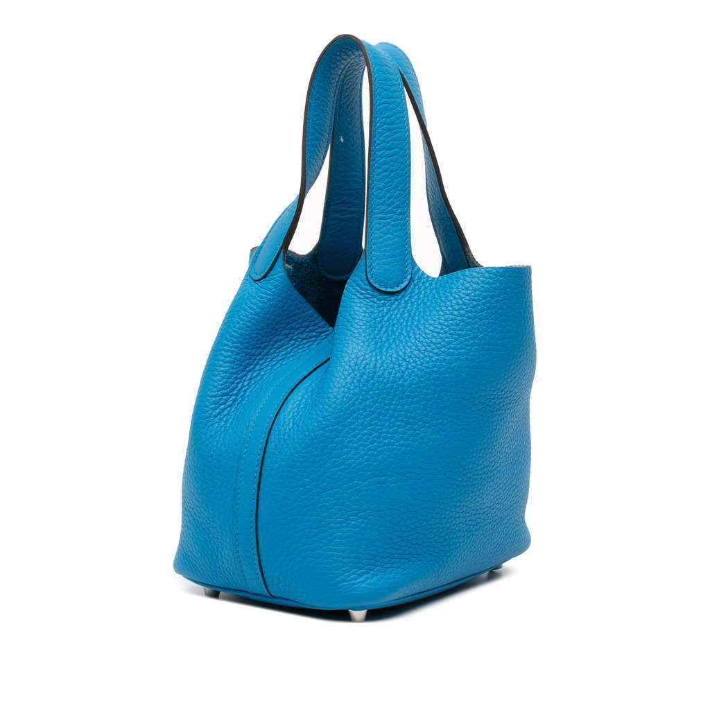 Hermès Clemence Picotin Lock 18 Blue Leather Good condition - Back View