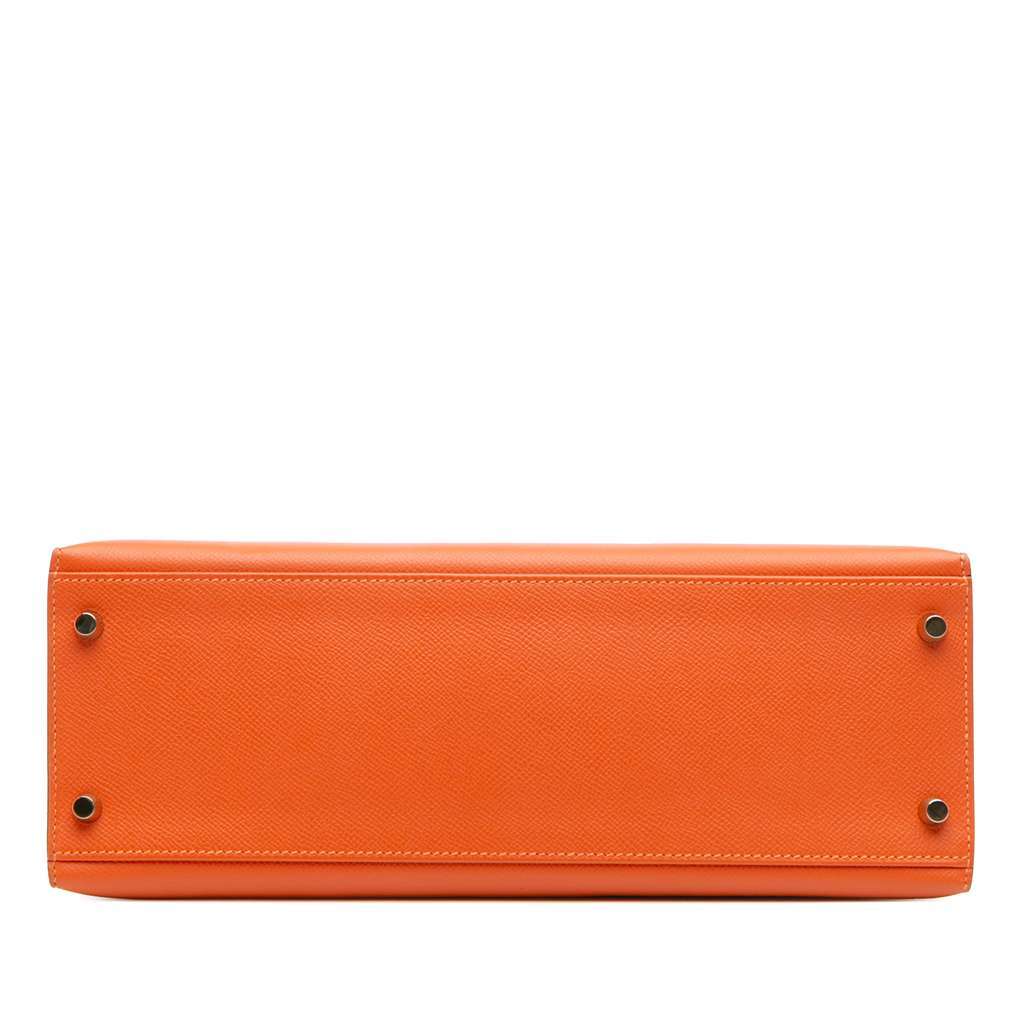 Hermès Epsom Kelly II Sellier 32 Orange Leather Good condition - Inside View