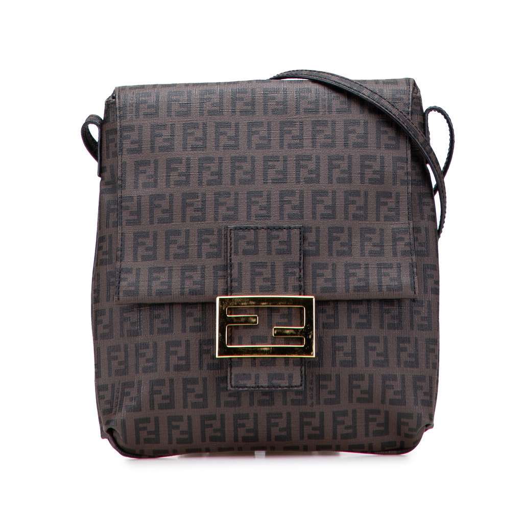 Fendi Zucchino Spalmati Crossbody Brown Canvas Very good - Front View