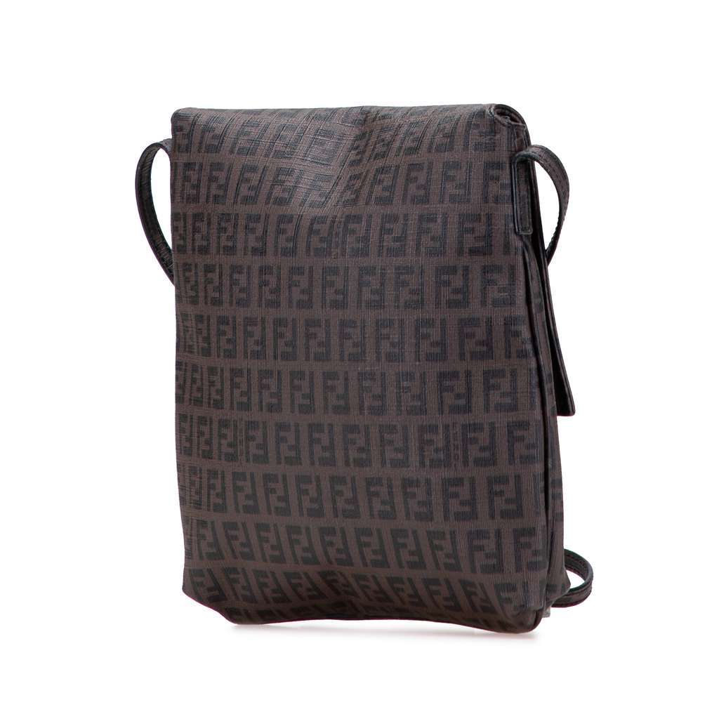 Fendi Zucchino Spalmati Crossbody Brown Canvas Very good - Back View
