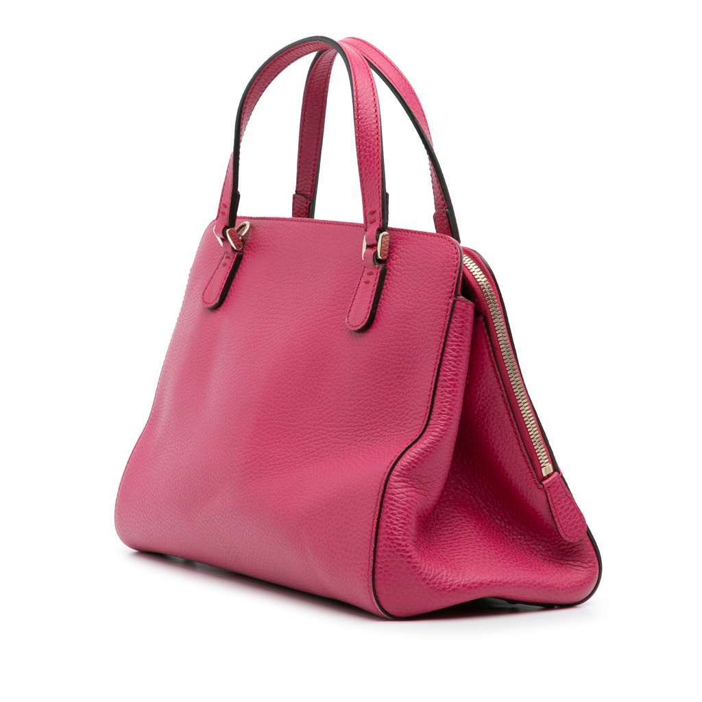 Gucci Calfskin Swing Top Handle Satchel Pink Leather Good - Back View