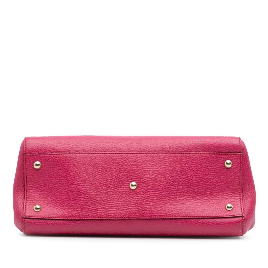 Gucci Calfskin Swing Top Handle Satchel Pink Leather Good - Inside View