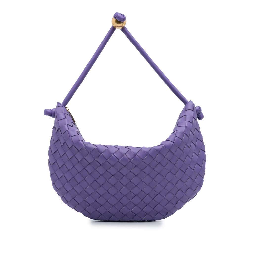 Bottega Veneta Small Nappa Intrecciato Turn Pouch Purple Leather Very good - Front View
