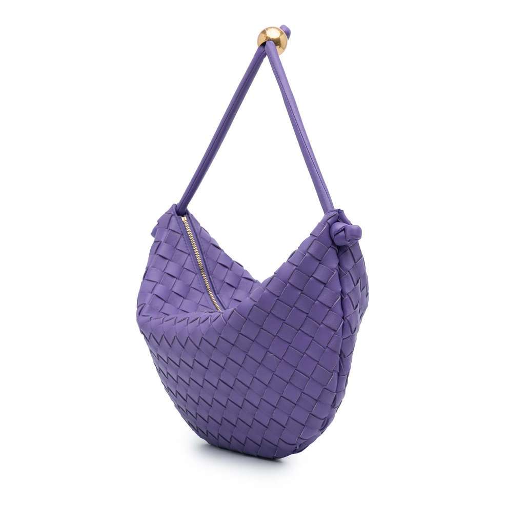 Bottega Veneta Small Nappa Intrecciato Turn Pouch Purple Leather Very good - Back View