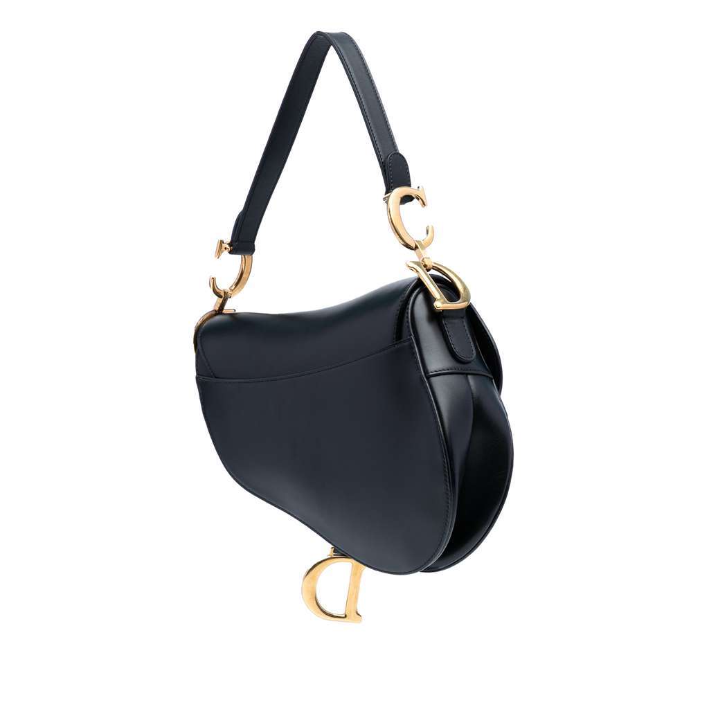 Dior Mini Leather Saddle Bag Black Leather Good - Back View