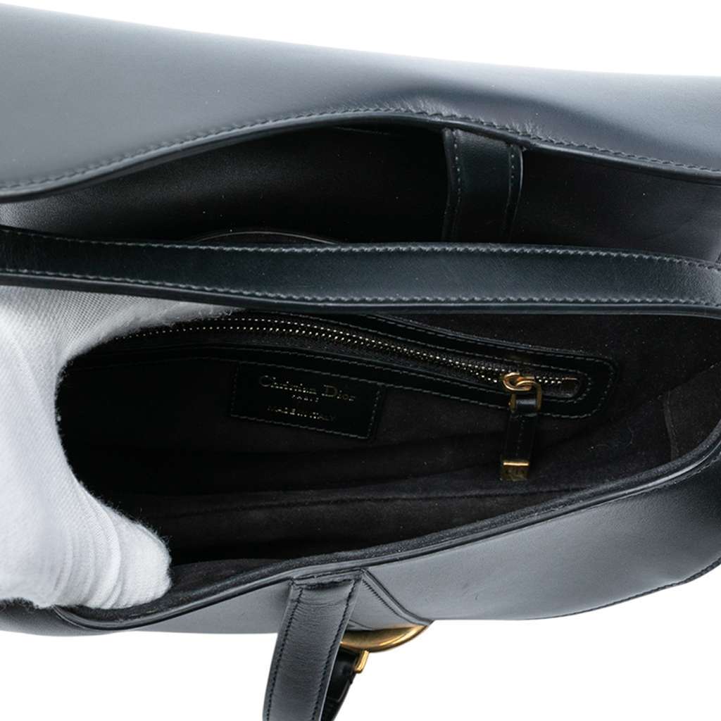 Dior Mini Leather Saddle Bag Black Leather Good - Model View