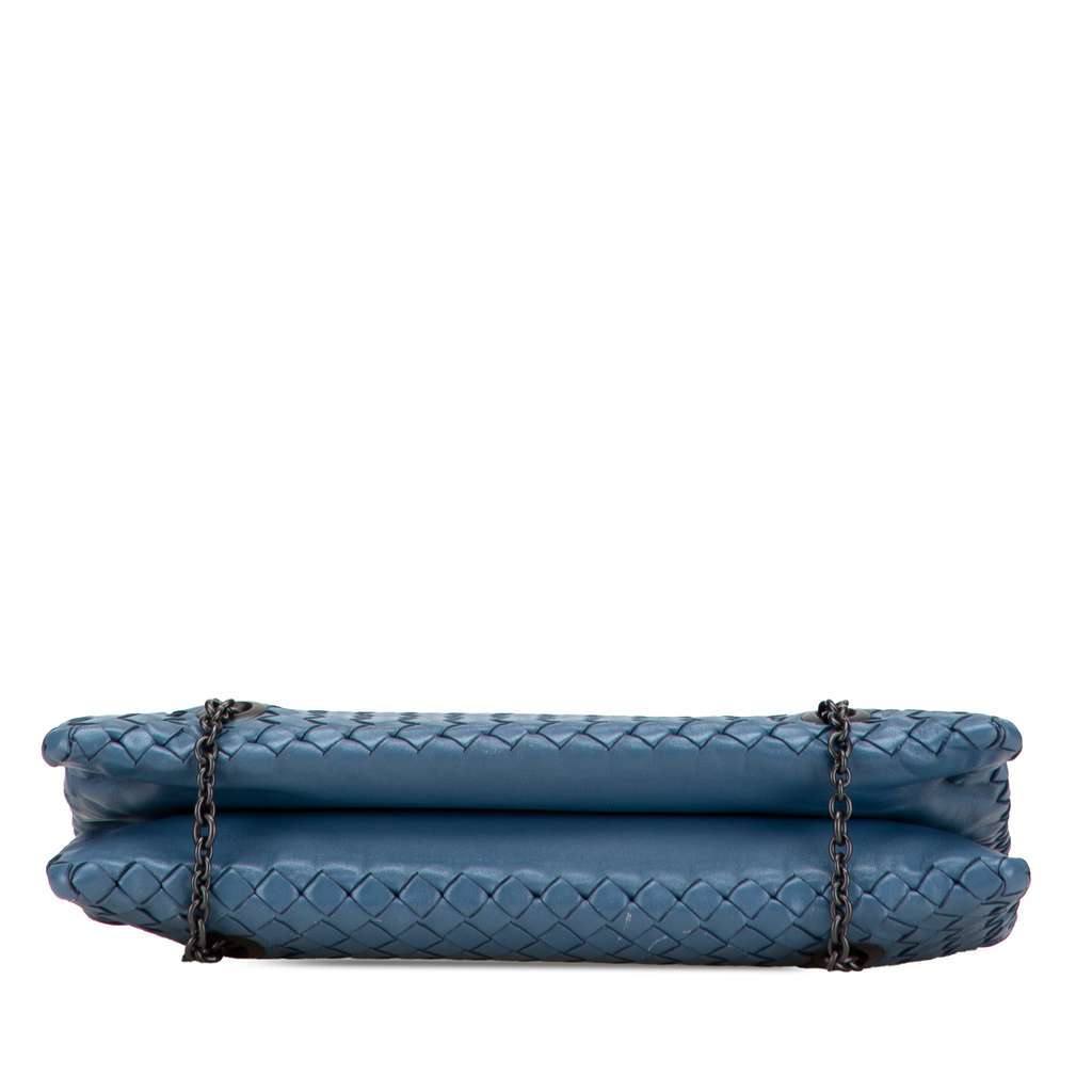 Bottega Veneta Nappa Intrecciato Duo Shoulder Bag Blue Leather Good - Inside View