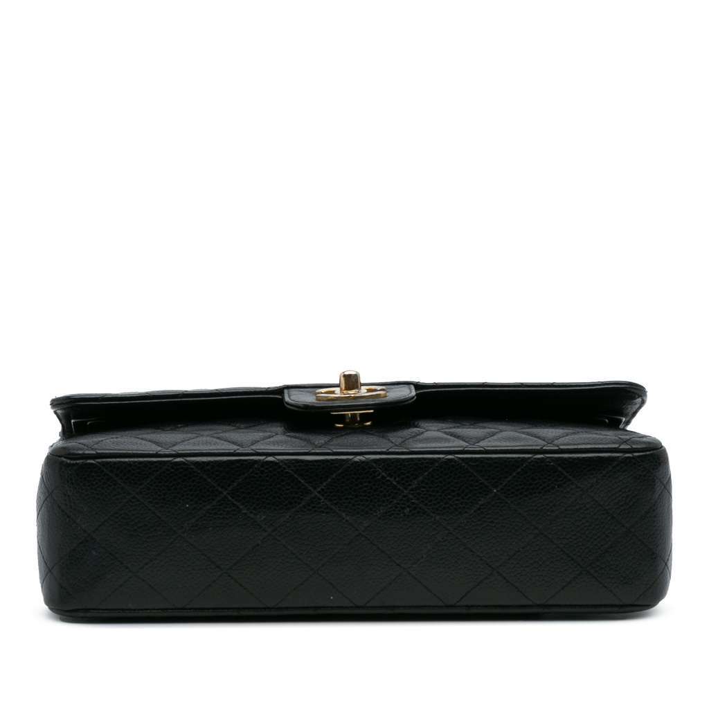 Chanel Medium Classic Caviar Double Flap Black Leather Good - Inside View