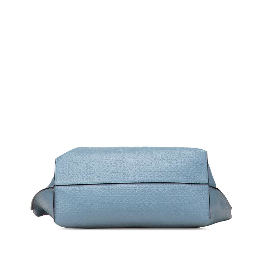 Loewe Embossed Anagram Leather T Shopper Tote Blue Leather Good - Inside View
