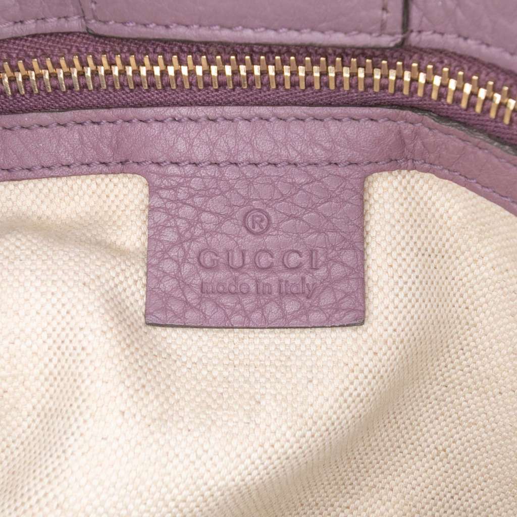 Gucci Medium Calfskin Bamboo Shopper Satchel Purple Leather Very good - Box View
