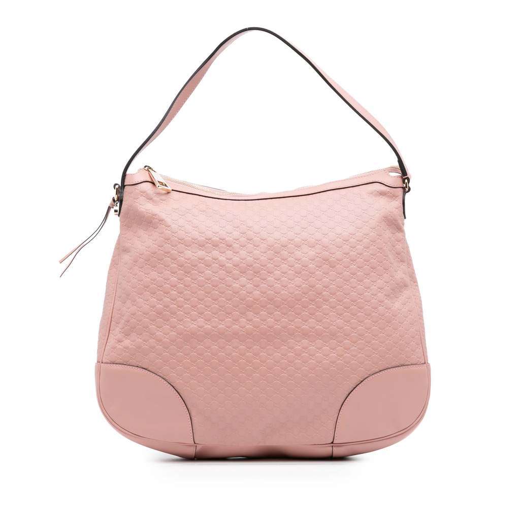 Gucci Large Microguccissima Bree Shoulder Bag Pink Leather Good - Front View