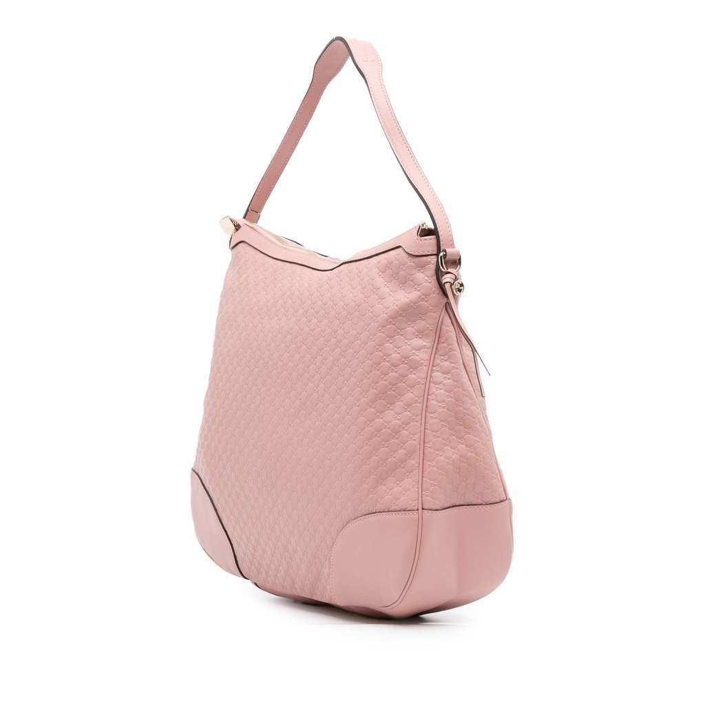 Gucci Large Microguccissima Bree Shoulder Bag Pink Leather Good - Back View