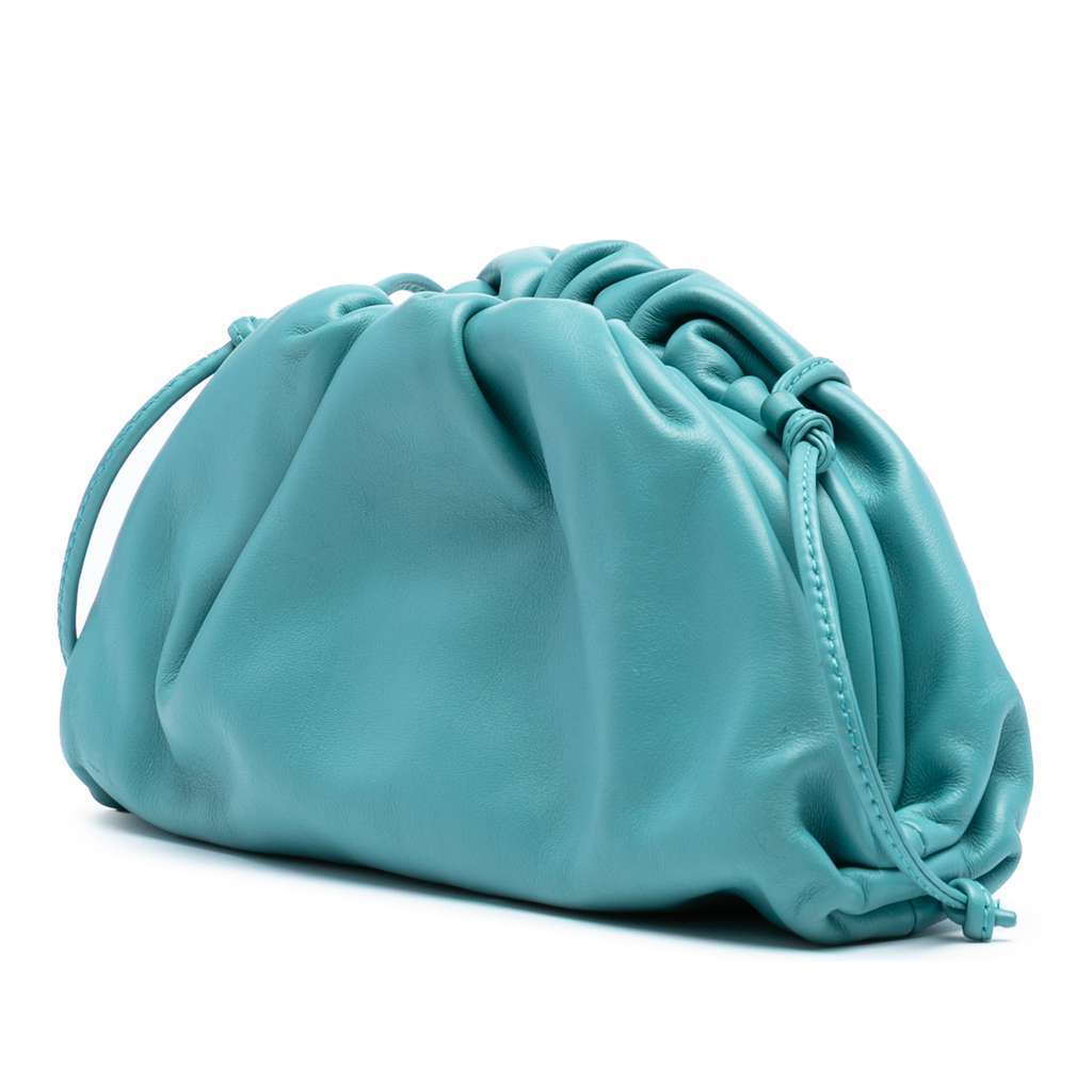 Bottega Veneta Lambskin The Mini Pouch Crossbody Blue Leather Good - Back View