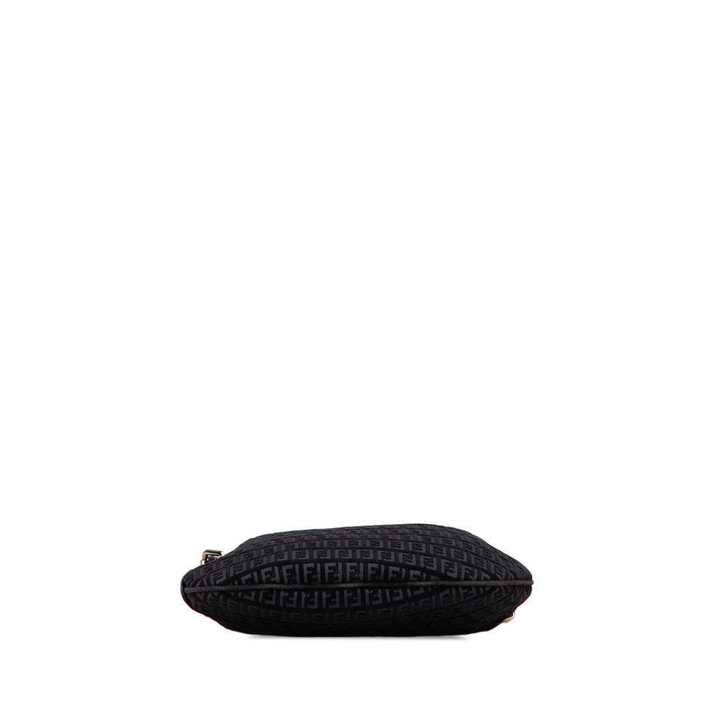 Fendi Zucchino Suede Oyster Shoulder Bag Black Leather Good - Inside View