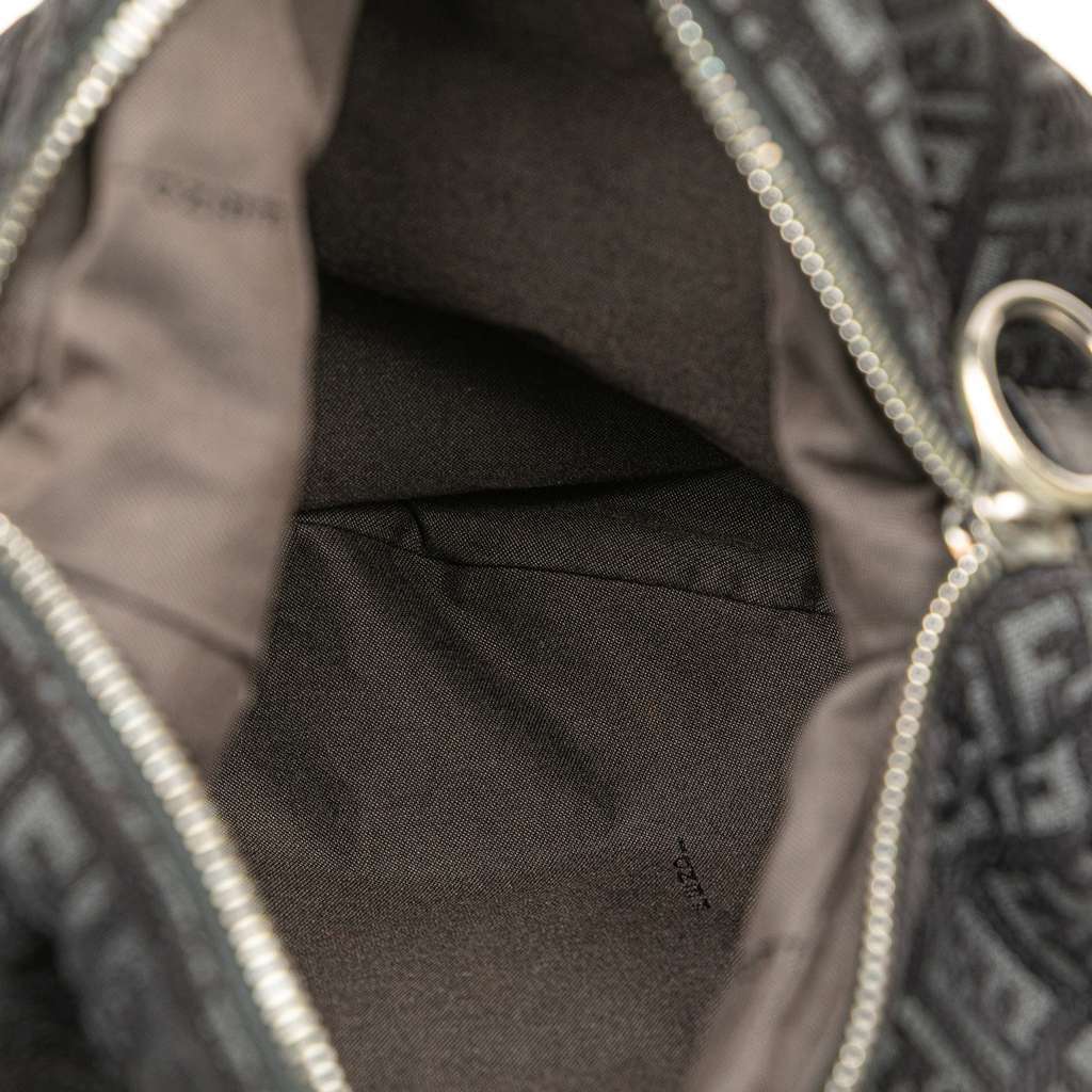 Fendi Zucchino Suede Oyster Shoulder Bag Black Leather Good - Model View