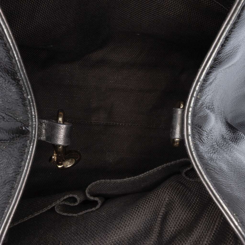 Gucci Small Patent Soho Satchel Black Leather Good - Model View
