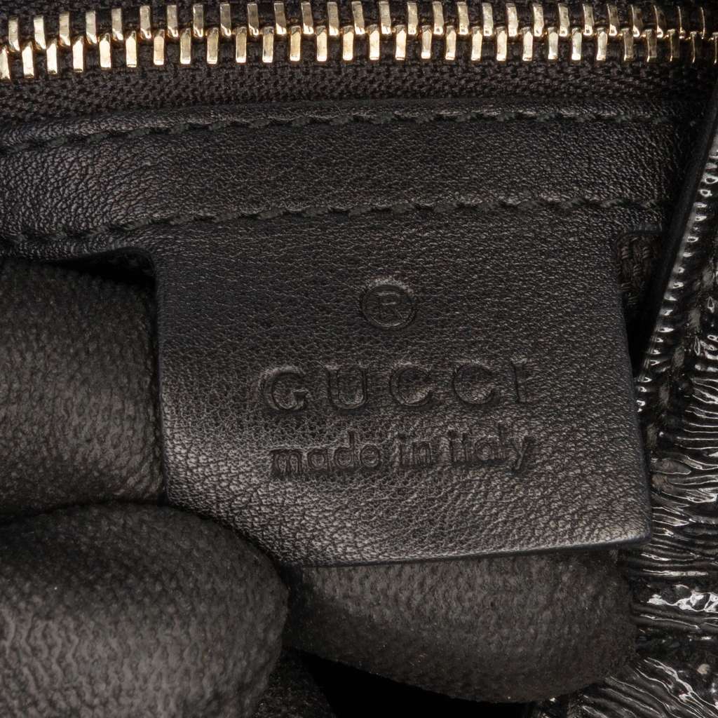 Gucci Small Patent Soho Satchel Black Leather Good - Box View