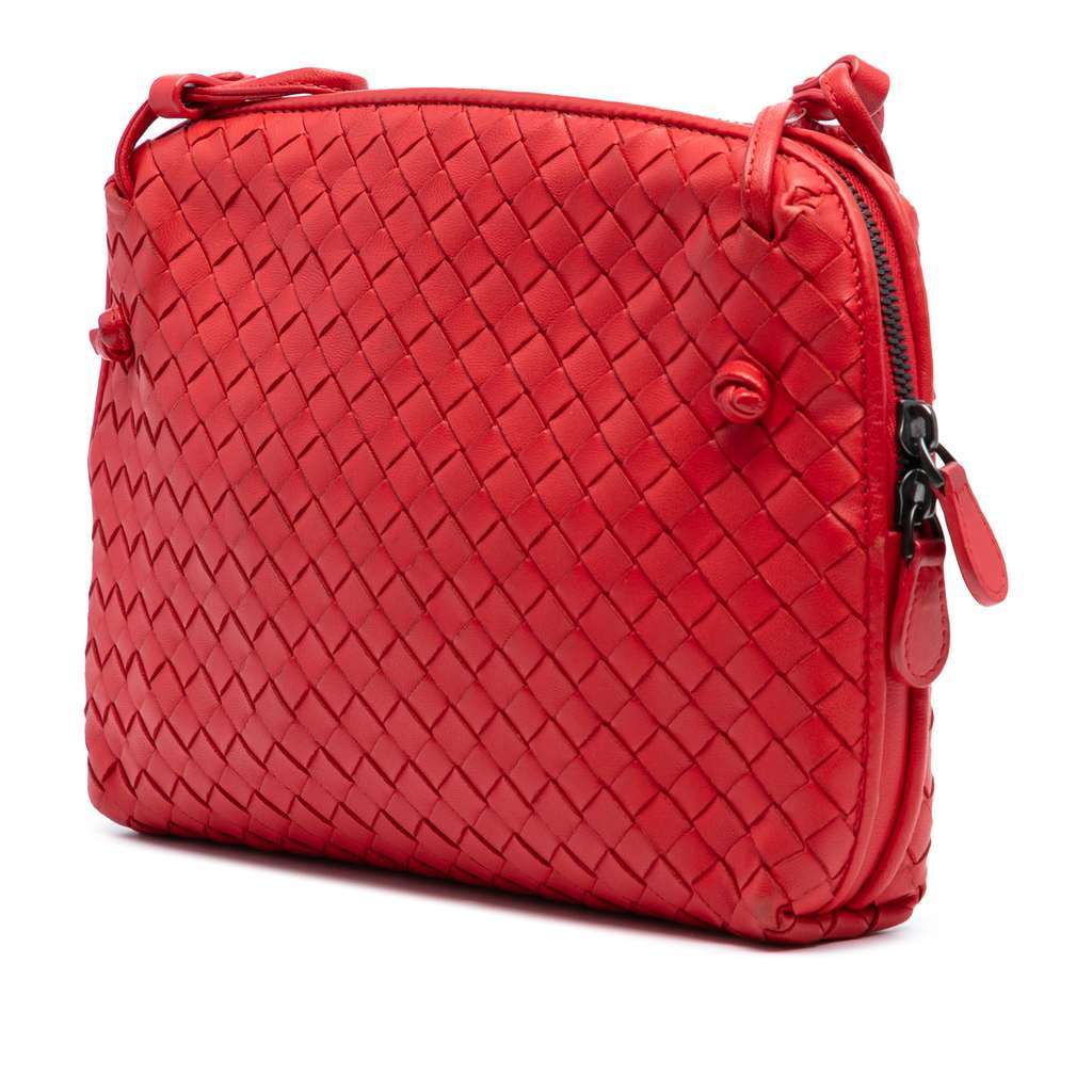 Bottega Veneta Nappa Intrecciato Nodini Crossbody Red Leather Good - Back View